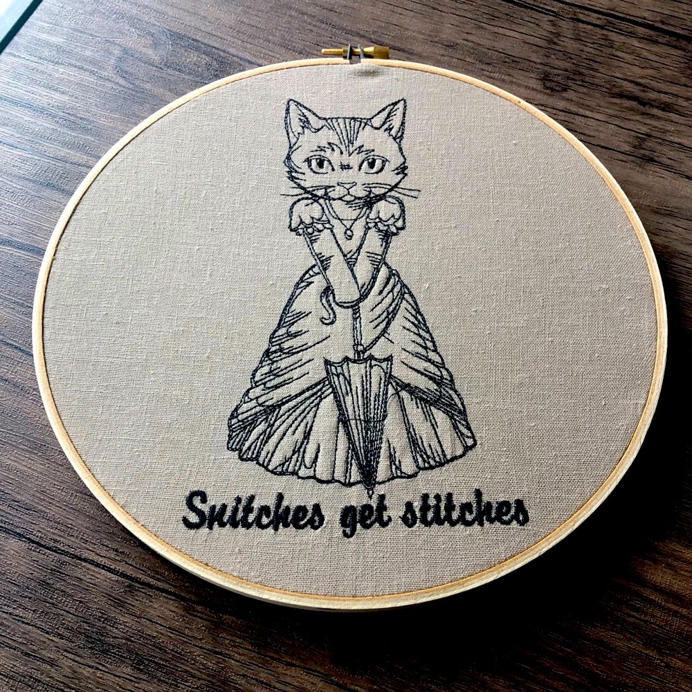 NWOT Adorable Cat Embroidered Wall Art